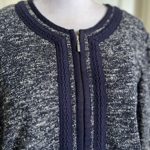 Talbots Women’s Knit Sweater Softshell Jacket Full Zip Cardigan size 16 Blue - Picture 2 of 8